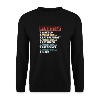Funny Cool My Perfect Day Blocker Volleyball Playe - Unisex Sweatshirt - black - Front - Alina (178cm) & Michal (187cm)