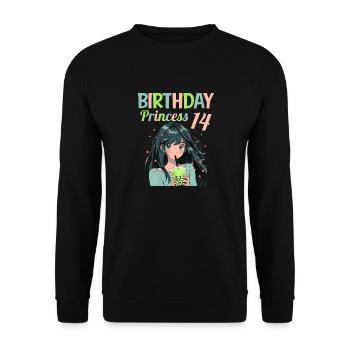 Anime Mandga Boba Bubble Tea 14. Geburtstag - Unisex Pullover - Schwarz - Vorne - Alina (178cm) & Michal (187cm)