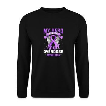 My Hero is Now My Angel Overdose Awareness Support - Sweat-shirt Unisexe - noir - Devant - Alina (178cm) & Michal (187cm)