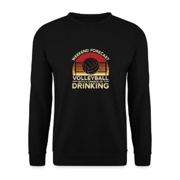 Funny Weekend Forecast Volleyball Retro Setter Vin - Unisex Sweatshirt - black - Front - Alina (178cm) & Michal (187cm)