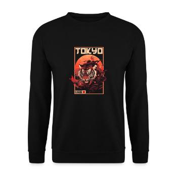Tokyo Asie 80s Rétro Tiger Japonais - Sweat-shirt Unisexe - noir - Devant - Alina (178cm) & Michal (187cm)