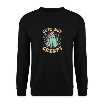 Retro Cute But Creepy Halloween Cute Ghost - Unisex Sweatshirt - black - Front - Alina (178cm) & Michal (187cm)