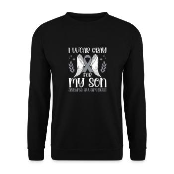 Ich Trage Grau Für Meinen Sohn - Unisex Pullover - Schwarz - Vorne - Alina (178cm) & Michal (187cm)
