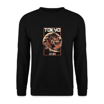 Tokyo Asie 80s Rétro Tiger Japonais - Sweat-shirt Unisexe - noir - Devant - Alina (178cm) & Michal (187cm)