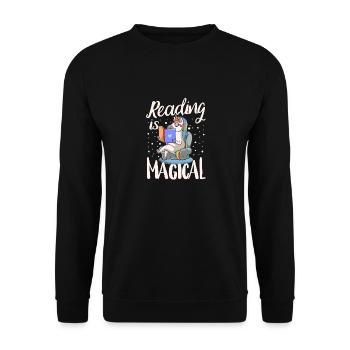 Reading is magical book lover unicorn teacher - Unisex Sweatshirt - black - Front - Alina (178cm) & Michal (187cm)