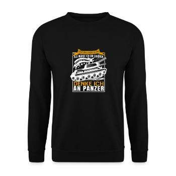 Panzer T-34 Russland UdSSR Lustiger Spruch - Unisex Pullover - Schwarz - Vorne - Alina (178cm) & Michal (187cm)