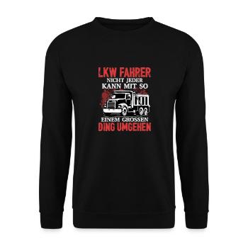 LKW Fahrer Großes Ding Trucker - Unisex Pullover - Schwarz - Vorne - Alina (178cm) & Michal (187cm)