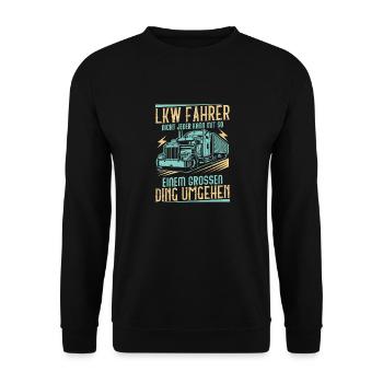LKW Fahrer Großes Ding Fernfahrer - Unisex Pullover - Schwarz - Vorne - Alina (178cm) & Michal (187cm)