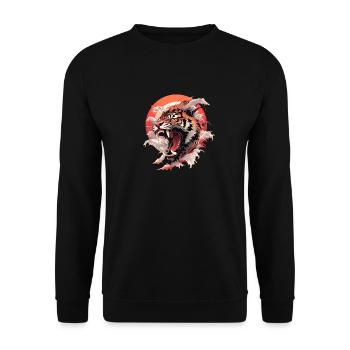 Tokyo Asie 80s Rétro Tiger Japonais - Sweat-shirt Unisexe - noir - Devant - Alina (178cm) & Michal (187cm)