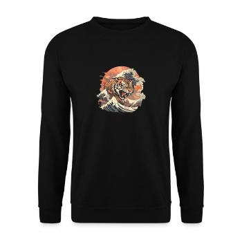 Tokyo Asie 80s Rétro Tiger Japonais - Sweat-shirt Unisexe - noir - Devant - Alina (178cm) & Michal (187cm)