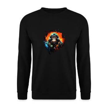Cool Ape Graphics Space Astronaut Ape - Unisex Sweatshirt - black - Front - Alina (178cm) & Michal (187cm)