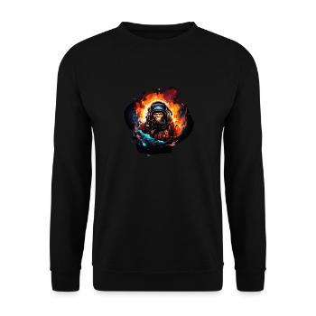 Ape in Outer Space - Space Monkey Ape Bigfooot - Unisex Sweatshirt - black - Front - Alina (178cm) & Michal (187cm)