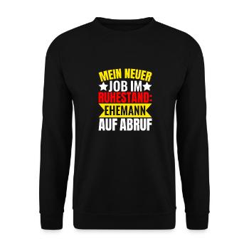 Witzige Sprüche Ehemann Auf Abruf - Unisex Pullover - Schwarz - Vorne - Alina (178cm) & Michal (187cm)