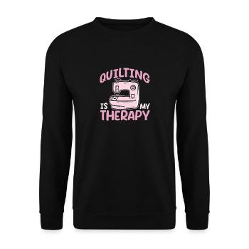 Quilting is my therapy Seamstress Sewing Quilter - Unisex Sweatshirt - black - Front - Alina (178cm) & Michal (187cm)