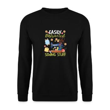 Easily distracted by sewing kit, seamstress, seamstress - Unisex Sweatshirt - black - Front - Alina (178cm) & Michal (187cm)