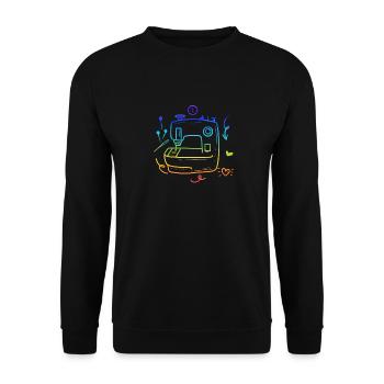 Couturière couturière de machine à coudre colorée couturière matelassée - Sweat-shirt Unisexe - noir - Devant - Alina (178cm) & Michal (187cm)