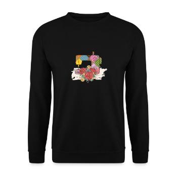 Flower Sewing Machine Seamstress Quilting Seamstress Seamstress - Unisex Sweatshirt - black - Front - Alina (178cm) & Michal (187cm)