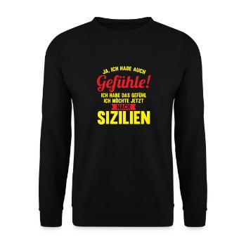 Sizilianer Sizilianisch Sizilien - Unisex Pullover - Schwarz - Vorne - Alina (178cm) & Michal (187cm)