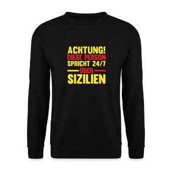 Sizilianer Sizilianisch Sizilien - Unisex Pullover - Schwarz - Vorne - Alina (178cm) & Michal (187cm)