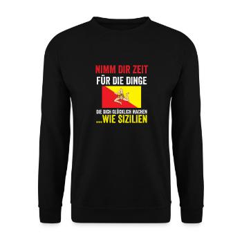 Sizilianer Sizilianisch Sizilien - Unisex Pullover - Schwarz - Vorne - Alina (178cm) & Michal (187cm)