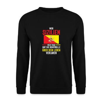 Sizilianer Sizilianisch Sizilien - Unisex Pullover - Schwarz - Vorne - Alina (178cm) & Michal (187cm)