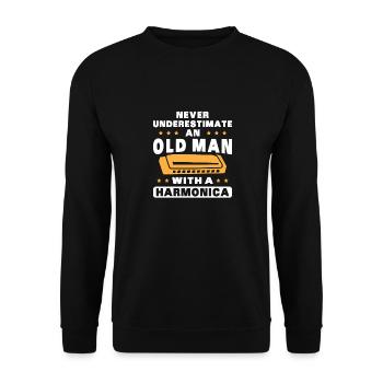 An old man with a harmonica - Unisex Sweatshirt - black - Front - Alina (178cm) & Michal (187cm)