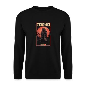 Asia 80s Japanese Retro Samurai Samurai - Unisex Sweatshirt - black - Front - Alina (178cm) & Michal (187cm)