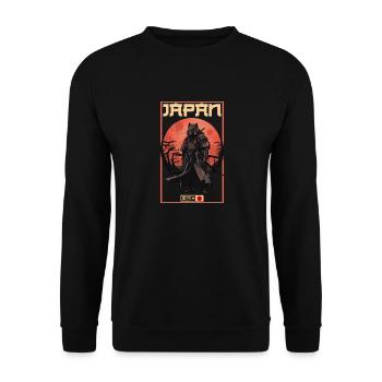 Asien 80er Japanischer Retro Samurais Samurai - Unisex Pullover - Schwarz - Vorne - Alina (178cm) & Michal (187cm)