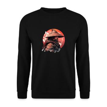 Asien 80er Japanischer Retro Samurais Samurai - Unisex Pullover - Schwarz - Vorne - Alina (178cm) & Michal (187cm)