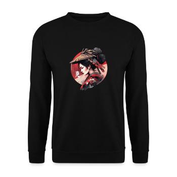 Asia 80s Japanese Retro Samurai Samurai - Unisex Sweatshirt - black - Front - Alina (178cm) & Michal (187cm)