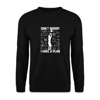 Setter Don't Worry I Have A Plan Men Volleyball Sc - Unisex Sweatshirt - black - Front - Alina (178cm) & Michal (187cm)