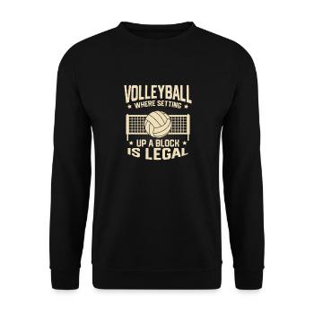 Spiker Funny Volleyball Où Mettre En Place Un Bloc I - Sweat-shirt Unisexe - noir - Devant - Alina (178cm) & Michal (187cm)