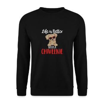 Chiweenie Chien - Sweat-shirt Unisexe - noir - Devant - Alina (178cm) & Michal (187cm)