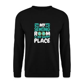 Ma salle de couture est mon lieu de bonheur Bureau de couture Couturière - Sweat-shirt Unisexe - noir - Devant - Alina (178cm) & Michal (187cm)