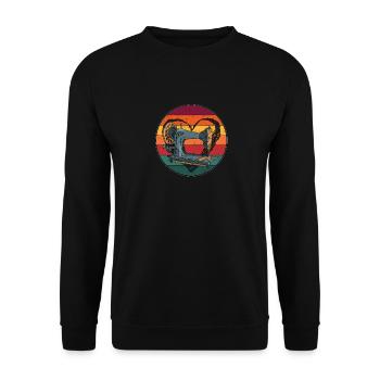 Machine à coudre vintage Drôle de couette Couturière Tailleur - Sweat-shirt Unisexe - noir - Devant - Alina (178cm) & Michal (187cm)