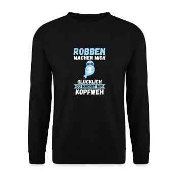 Seehund Seelöwe Robbe - Unisex Pullover - Schwarz - Vorne - Alina (178cm) & Michal (187cm)