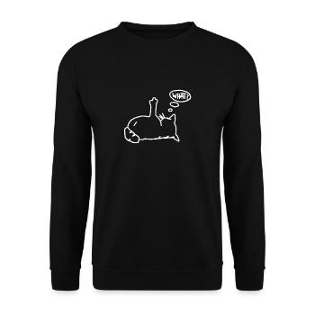 lazy tired cat saying middle finger index finger - Unisex Sweatshirt - black - Front - Alina (178cm) & Michal (187cm)