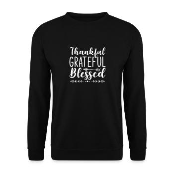 Thankful Grateful - Unisex Sweatshirt - black - Front - Alina (178cm) & Michal (187cm)