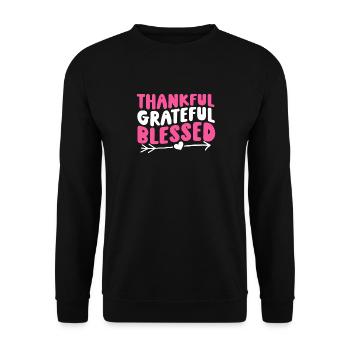 Thankful Grateful - Unisex Sweatshirt - black - Front - Alina (178cm) & Michal (187cm)