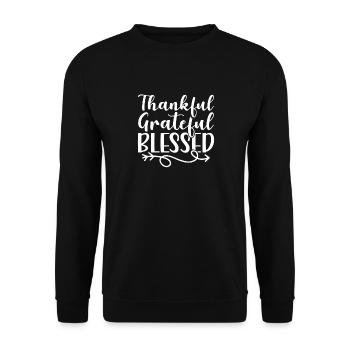 Thankful Grateful - Unisex Sweatshirt - black - Front - Alina (178cm) & Michal (187cm)