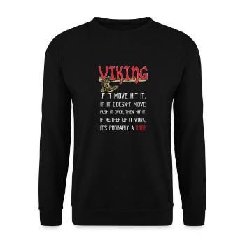 Wikinger Fan Geschenk Barbarben Wikinger Krieger - Unisex Pullover - Schwarz - Vorne - Alina (178cm) & Michal (187cm)