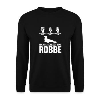 Seehund Seelöwe Robbe - Unisex Pullover - Schwarz - Vorne - Alina (178cm) & Michal (187cm)