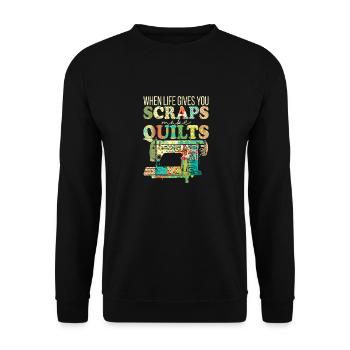When life gives you leftovers Making quilts - Unisex Sweatshirt - black - Front - Alina (178cm) & Michal (187cm)