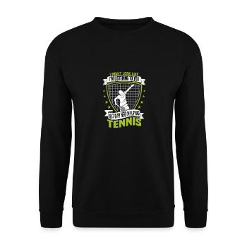 But in My Head I'm Playing Tennis Player Racket - Unisex Sweatshirt - black - Front - Alina (178cm) & Michal (187cm)