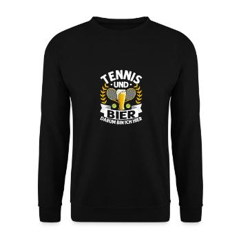 Tennis und Bier darum bin ich hier Spieler Club Ve - Unisex Pullover - Schwarz - Vorne - Alina (178cm) & Michal (187cm)