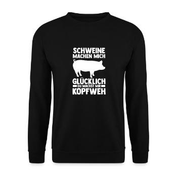 Ferkel Landwirt Bauer Bauernhof Schweine - Unisex Pullover - Schwarz - Vorne - Alina (178cm) & Michal (187cm)