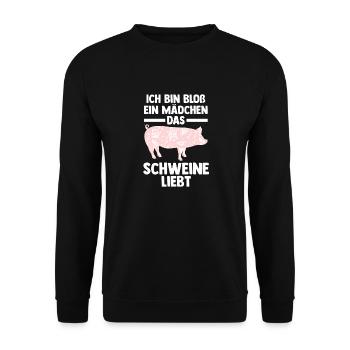 Ferkel Landwirt Bauer Bauernhof Schweine - Unisex Pullover - Schwarz - Vorne - Alina (178cm) & Michal (187cm)