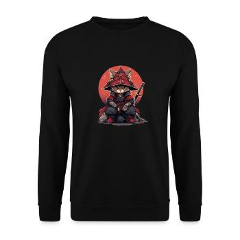 Asia Cat Japanese Samurai Samurai - Unisex Sweatshirt - black - Front - Alina (178cm) & Michal (187cm)
