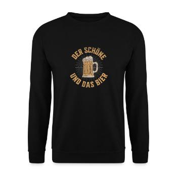 Der Schöne und das Bier - Unisex Pullover - Schwarz - Vorne - Alina (178cm) & Michal (187cm)