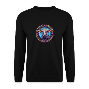 Cow Lover Fashion - Artisan Cow Stained Glass Desi - Sweat-shirt Unisexe - noir - Devant - Alina (178cm) & Michal (187cm)